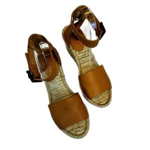 PICON Made in Spain Ankle Strap Genuine Leather Espadrilles, Sz 9